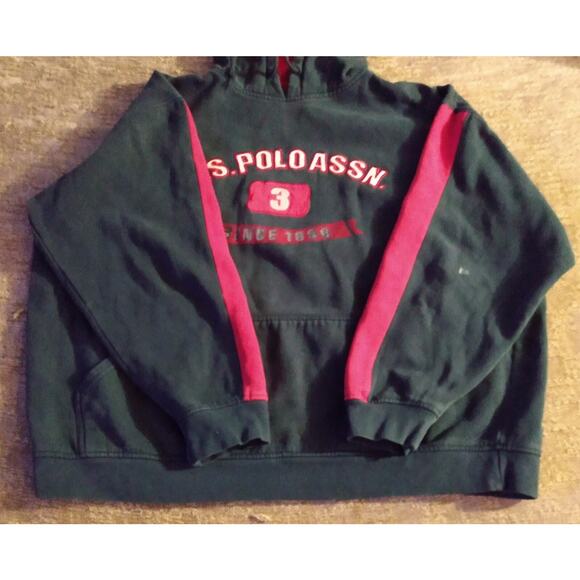 US Polo Assn. Hoodie Mens 2XL Blue Hooded Sweatshirt Cotton Hood Spell Out - Picture 1 of 14